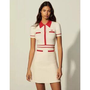 Sandro Irene Knit Contrast Stripe A Line Dress